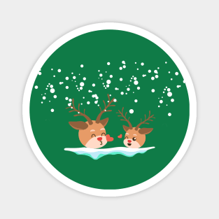 Christmas Reindeer and falling snow Magnet